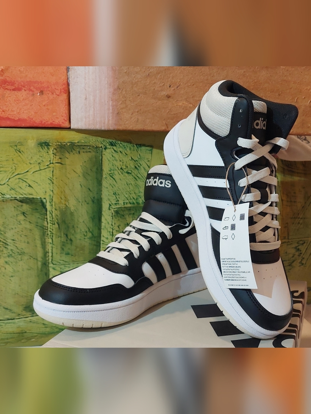 adidas Black and White High-Top Sneakers - Picture 2 of 6